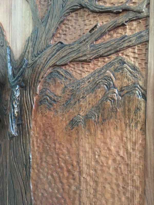 Hand-Carved Wood Door Detail