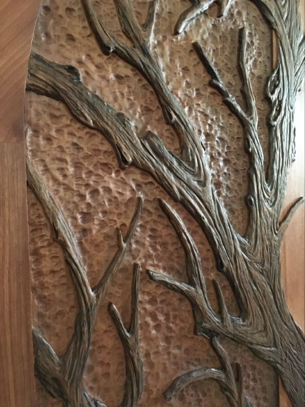 Hand-Carved Wood Door Close-Up