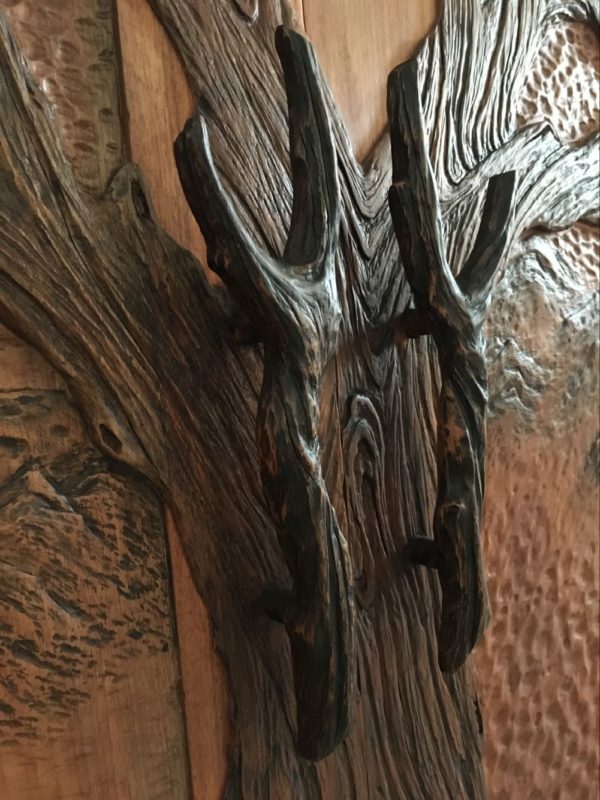 Custom Handles - Hand-Carved Wood Door