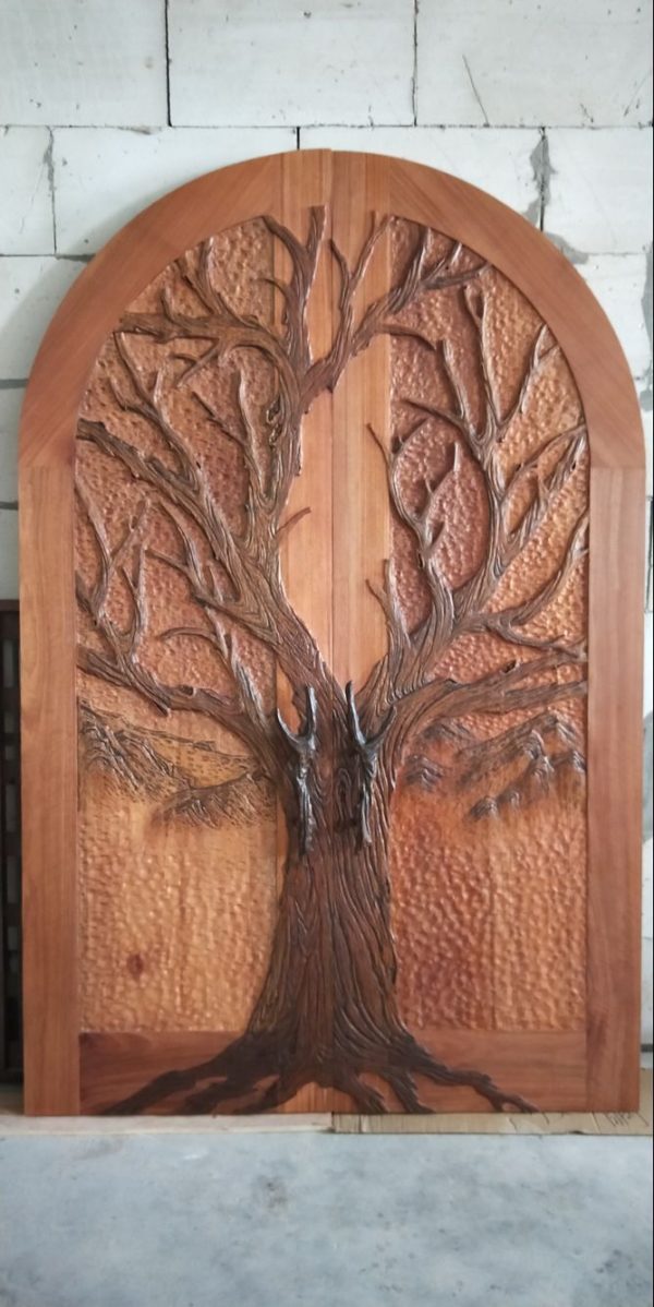 Double Door Hand-Carved Wood